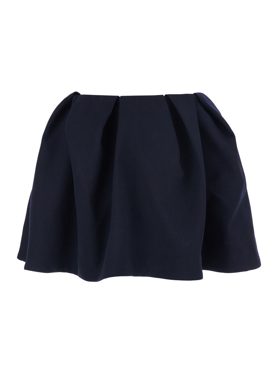 Blue Pleated Wool Miniskirt With Zip Closure Skirt