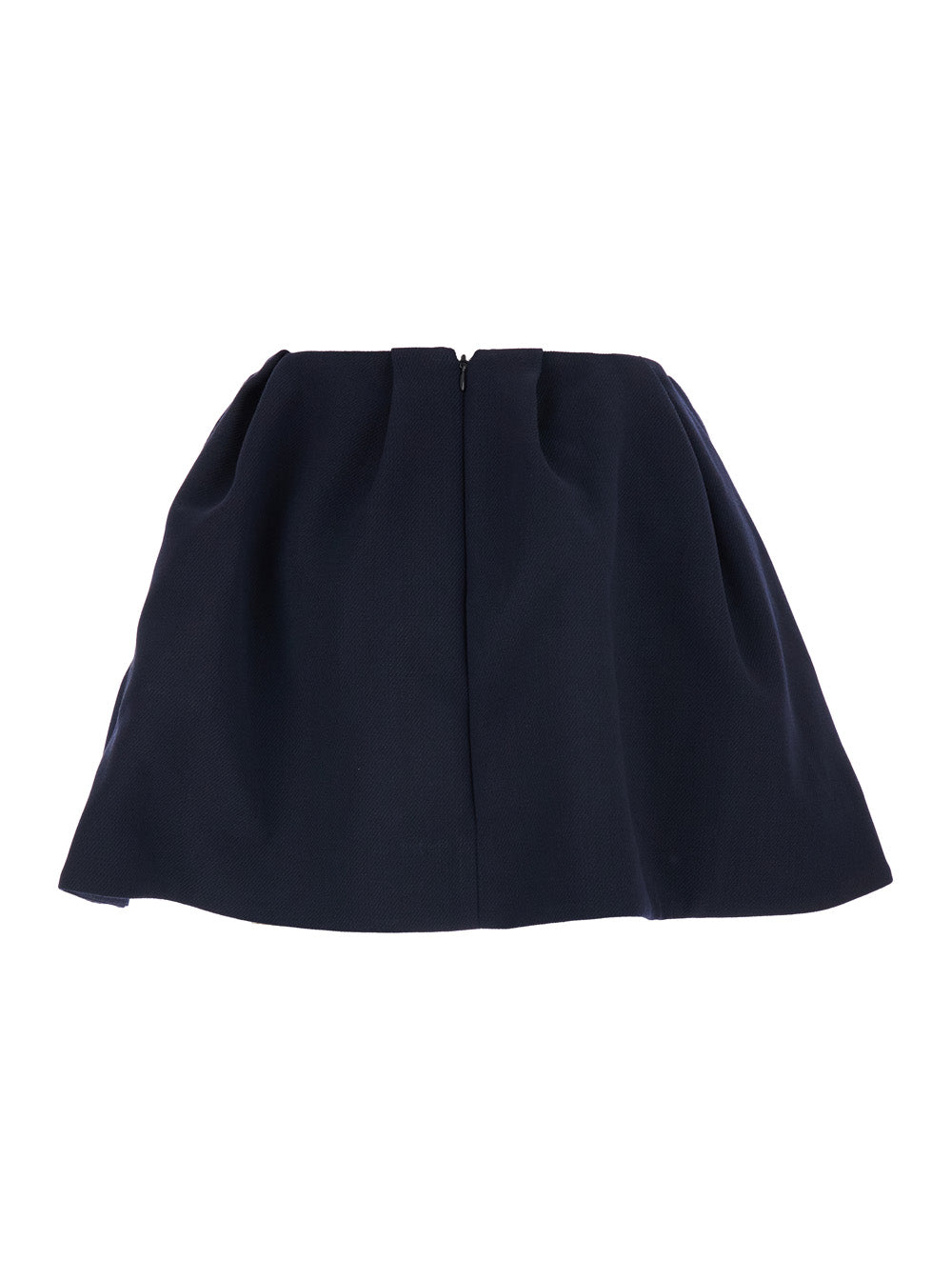 Blue Pleated Miniskirt with Rear Concealed Zip Closure in Wool Woman Blu Skirt