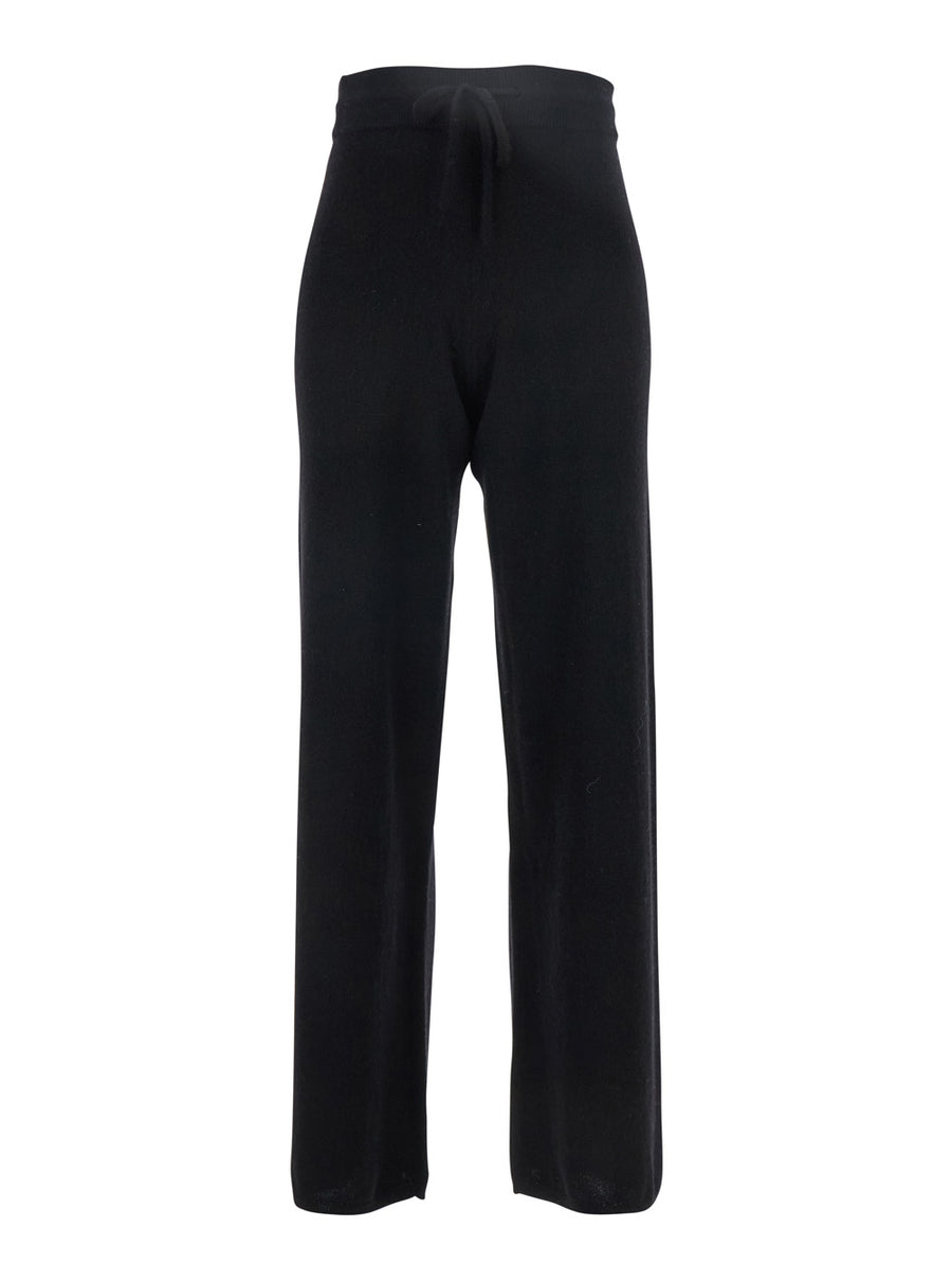 Black Cashmere Drawstring Waist Pants Trousers