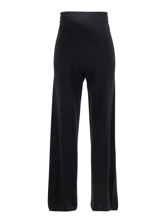 Black Pants with Drawstring Waist in Cashmere Woman Trousers
