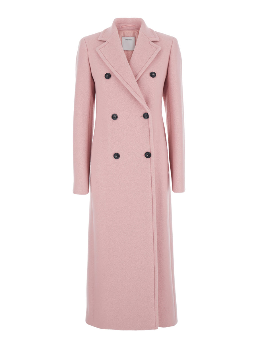 Pink Virgin Wool Double-Breasted Coat