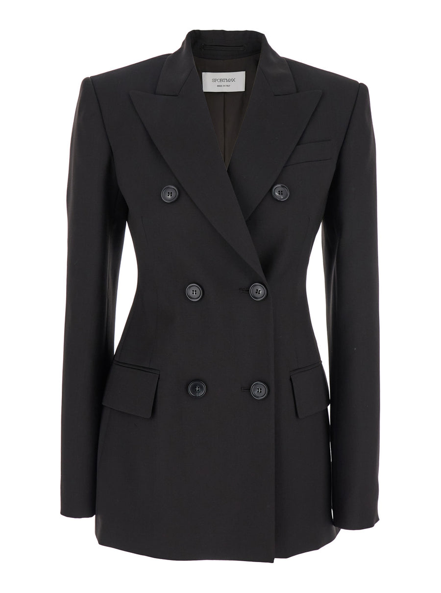 Brown Double-Breasted Wool Jacket Virgin Blazers