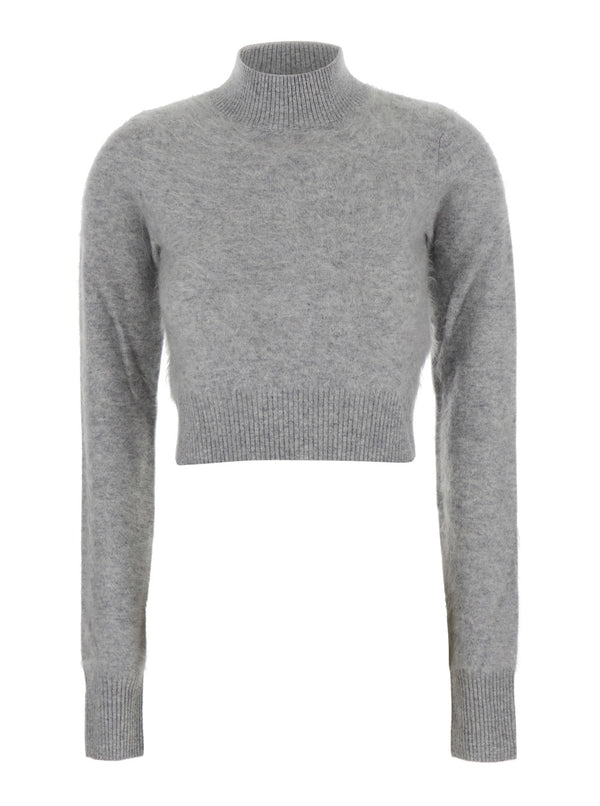 Gubbio Grey Cropped Cashmere Sweater Tops