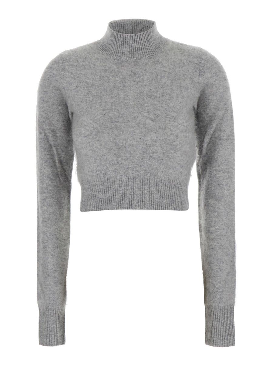 Gubbio Grey Cropped Cashmere Sweater Tops