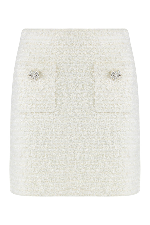 Knitted Mini Skirt Cream Cotton