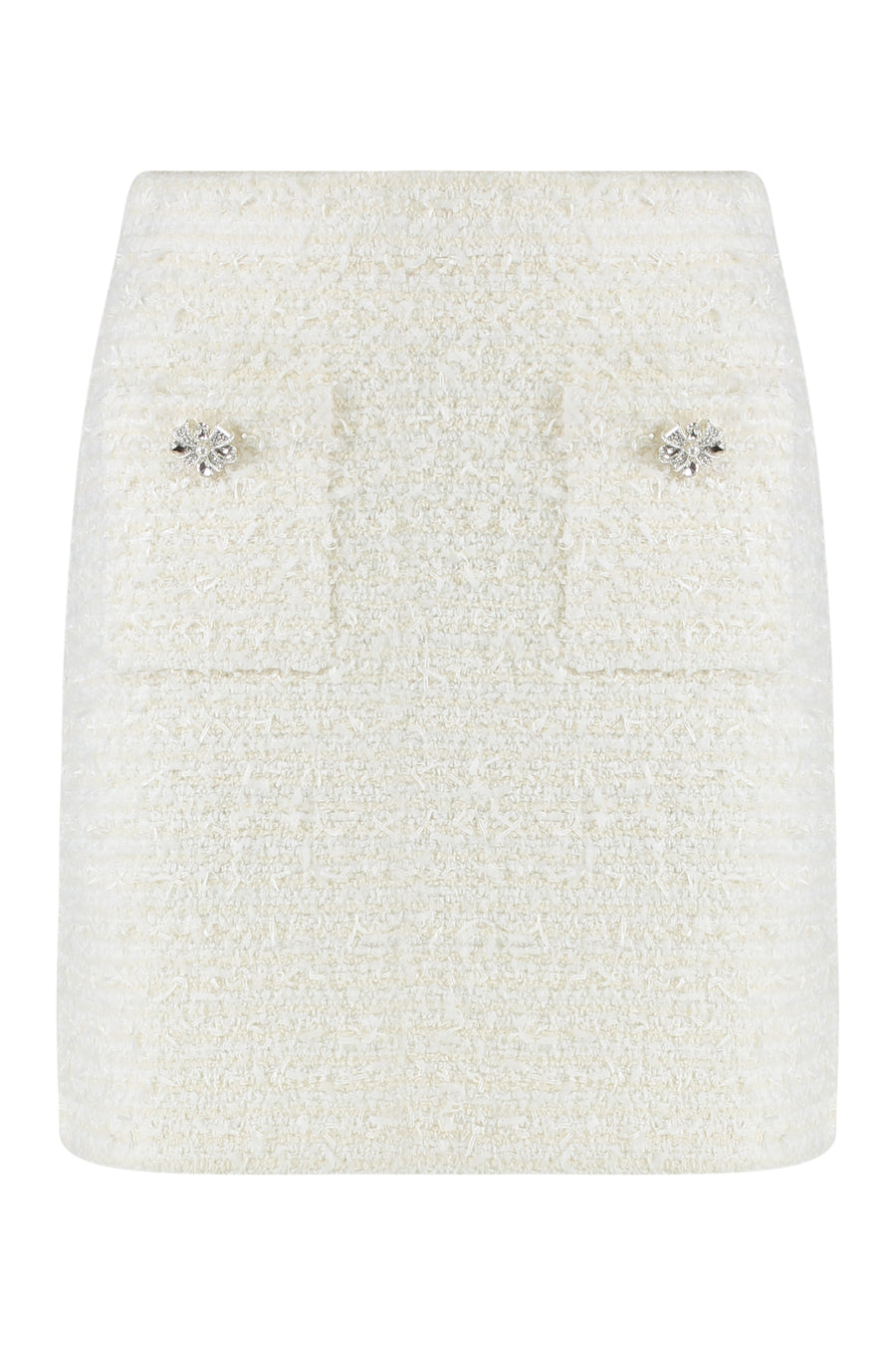 Knitted Mini Skirt Cream Cotton