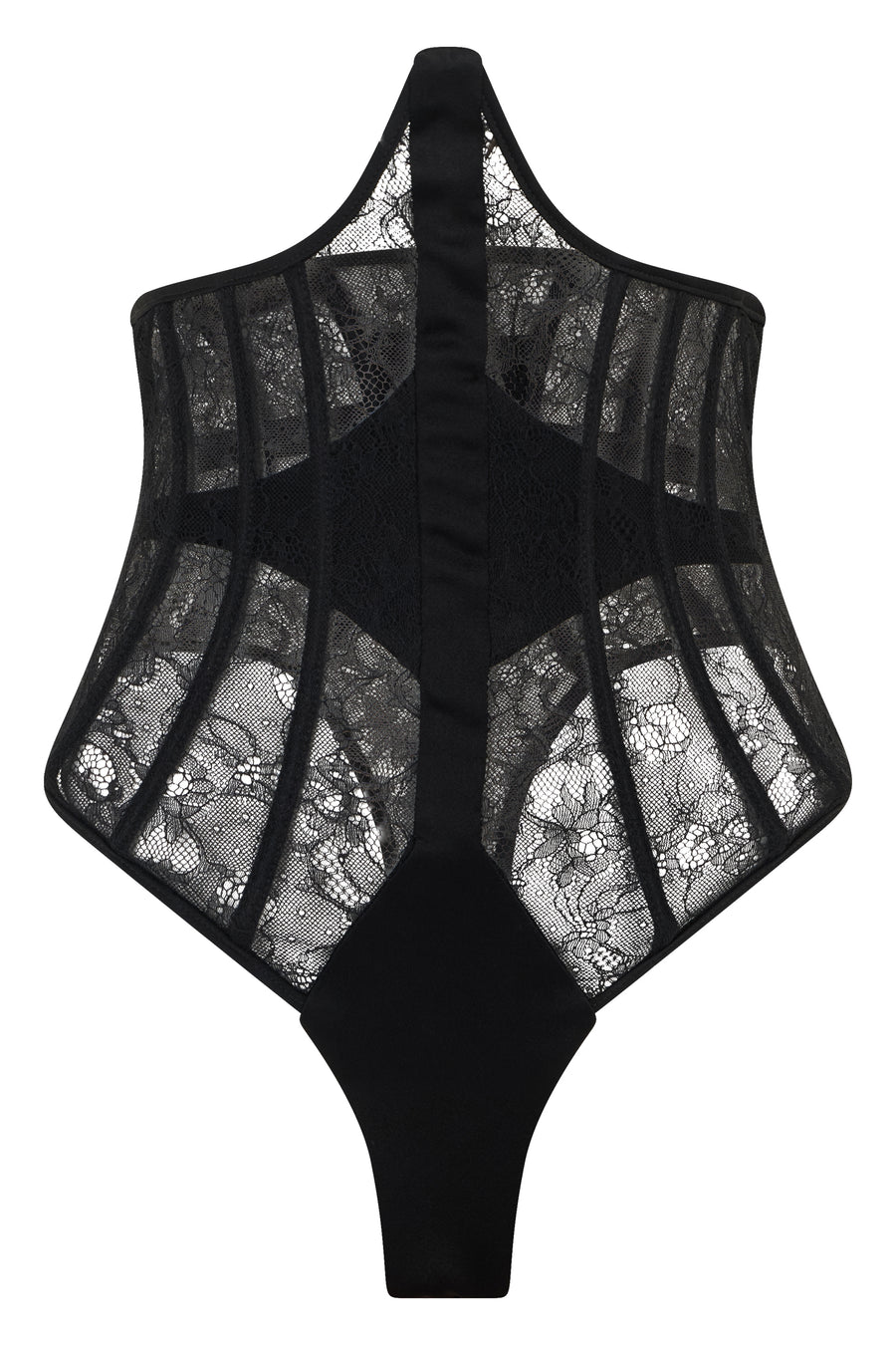 Corset Body Lace — Black Cotton Tops