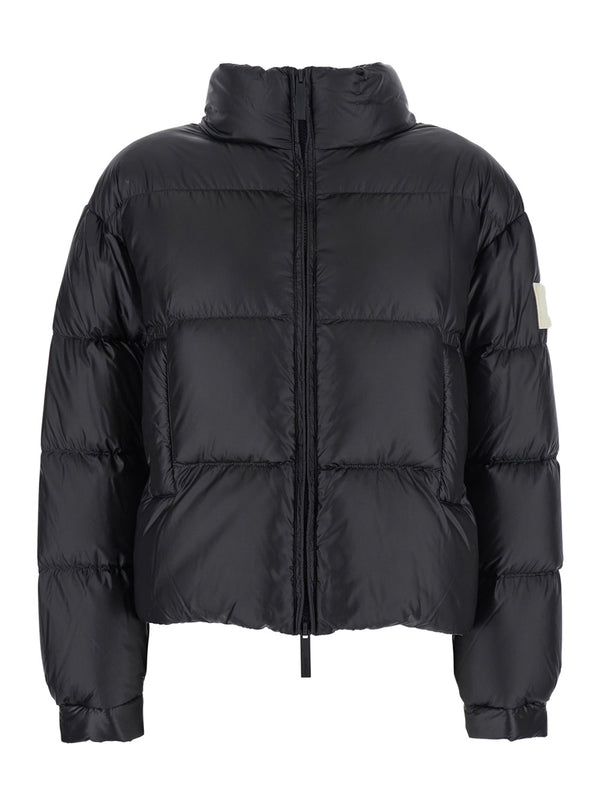 Down Jacket With High Collar Black Polyamide Puffer