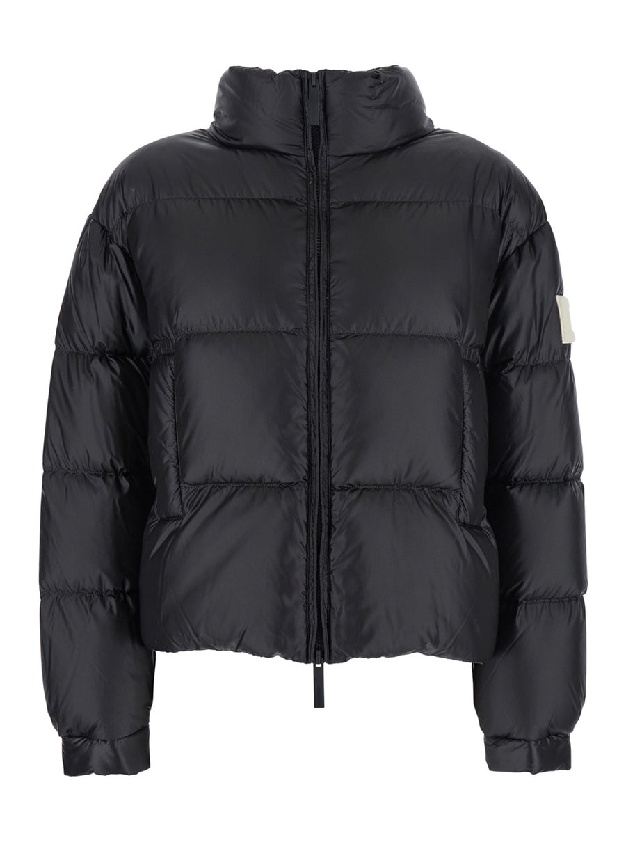 Down Jacket With High Collar Black Polyamide Puffer