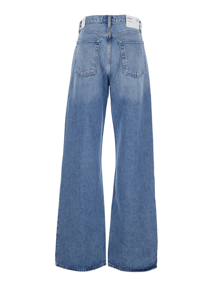 Vintage Loose Jeans Light Blue With Cotton And Lyocell For Women