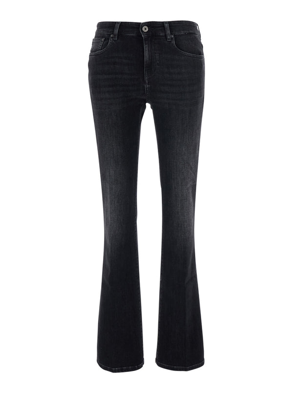 Bootcut Jeans High-Waisted Grey Cotton