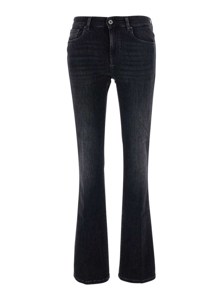 Bootcut Jeans High-Waisted Grey Cotton