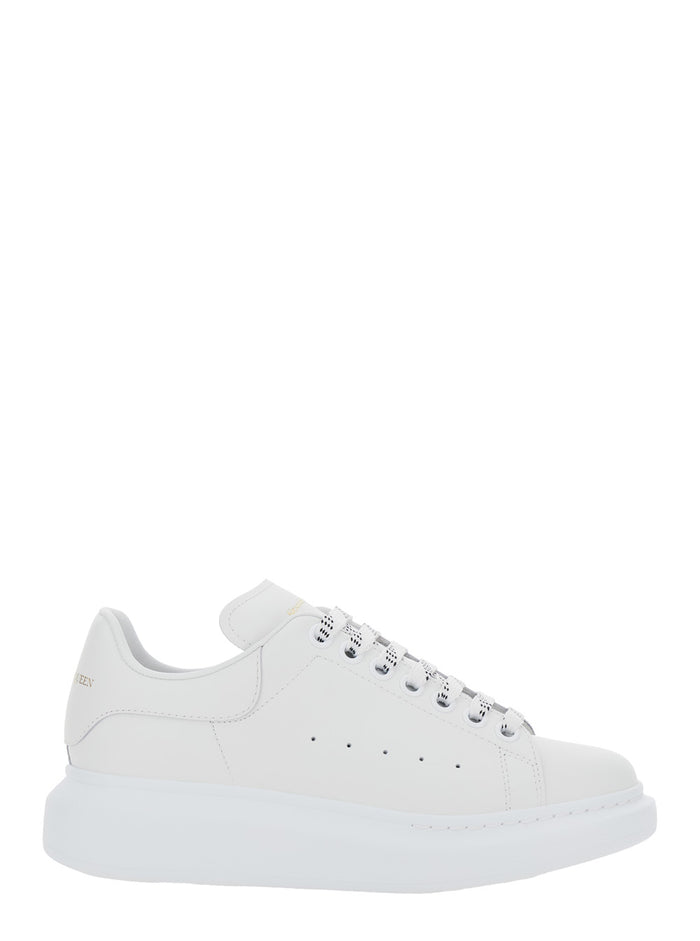 Low Top Sneakers Bianca With Logo Lettering On Tongue And Heel White Leather For Women Calf