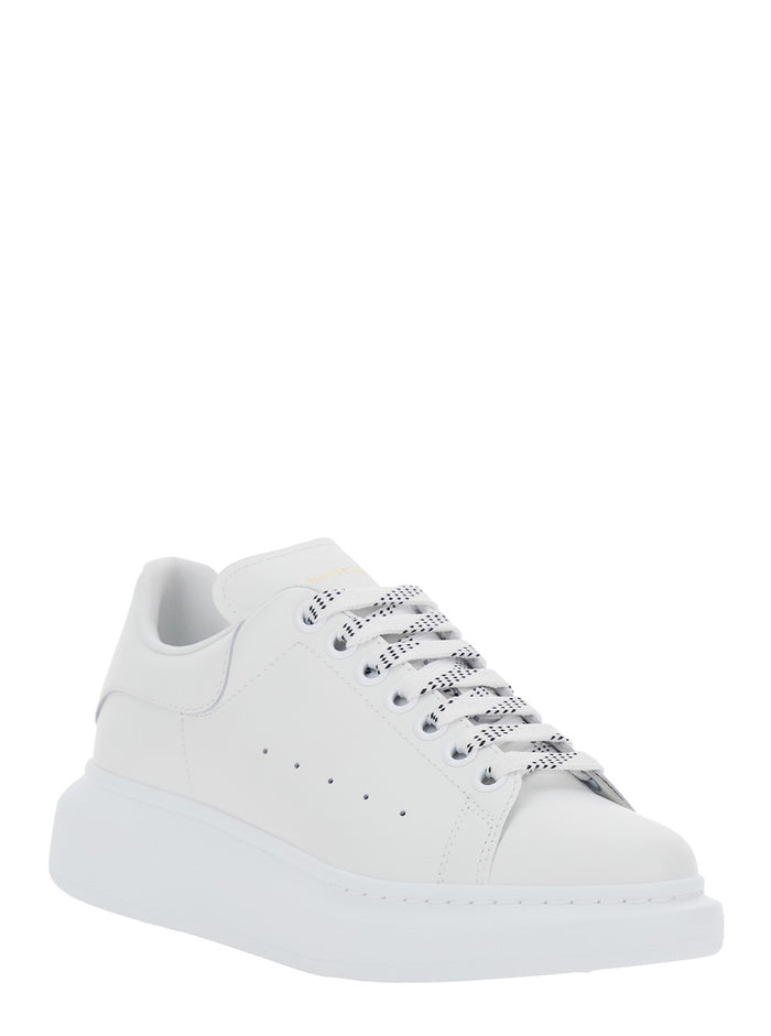 Low Top Sneakers Bianca With Logo Lettering On Tongue And Heel White Leather For Women Calf