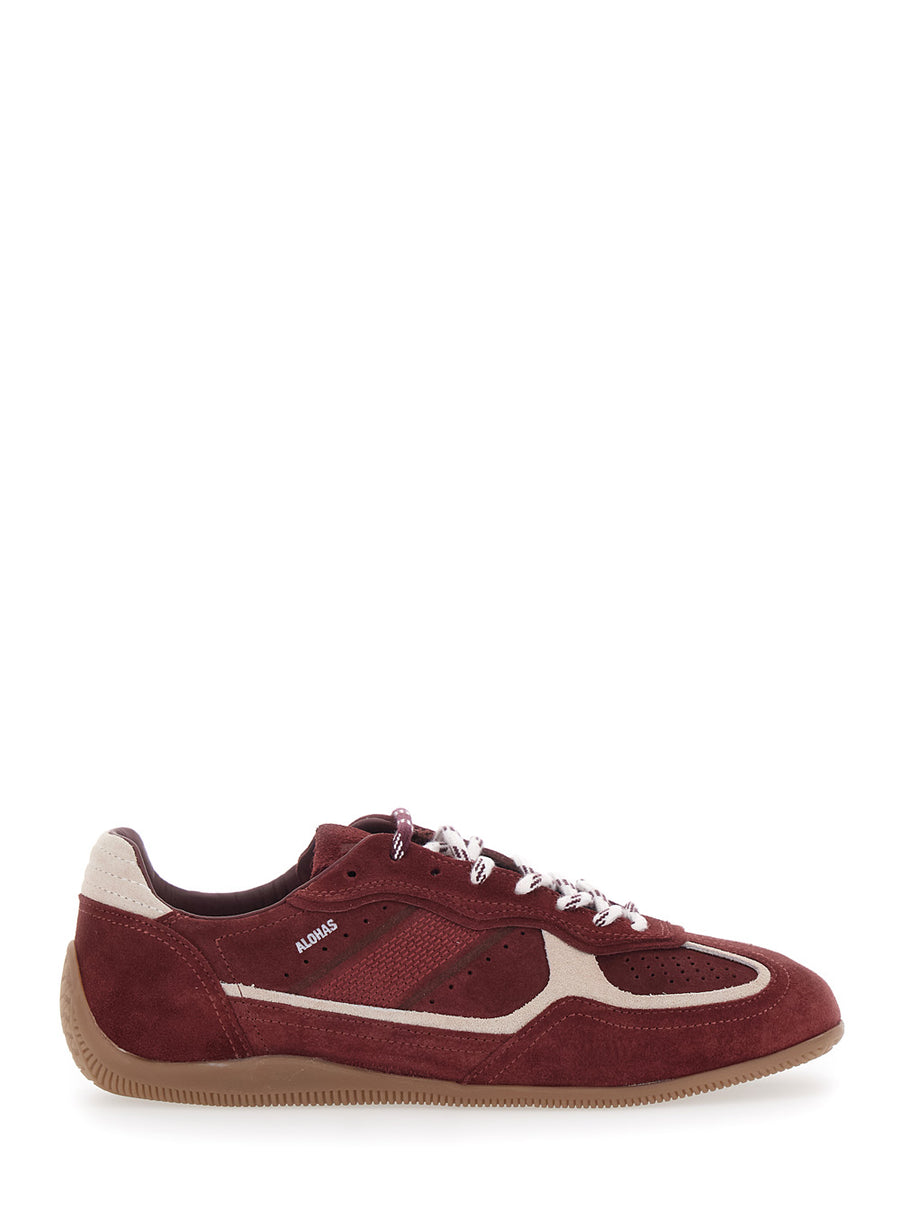 Suede Sneakers With Bordeaux Detail And Rubber Trainers