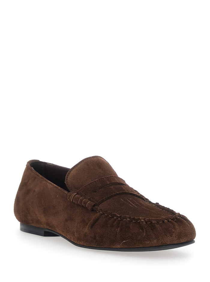 Loafers Aven Suede With Brown Rubber Sole Unisex