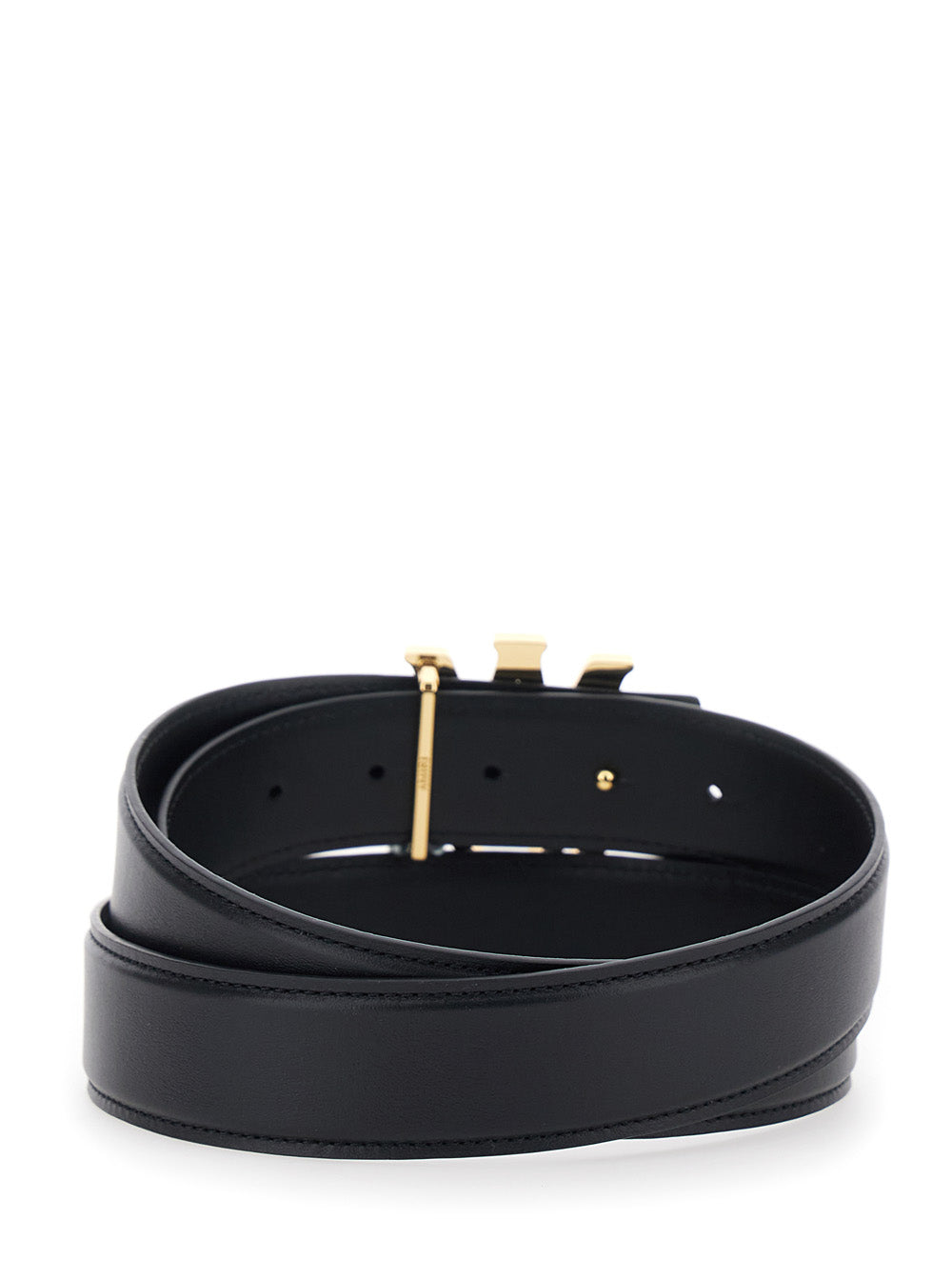 Belt With Ma Core Logo Black Leather For Women