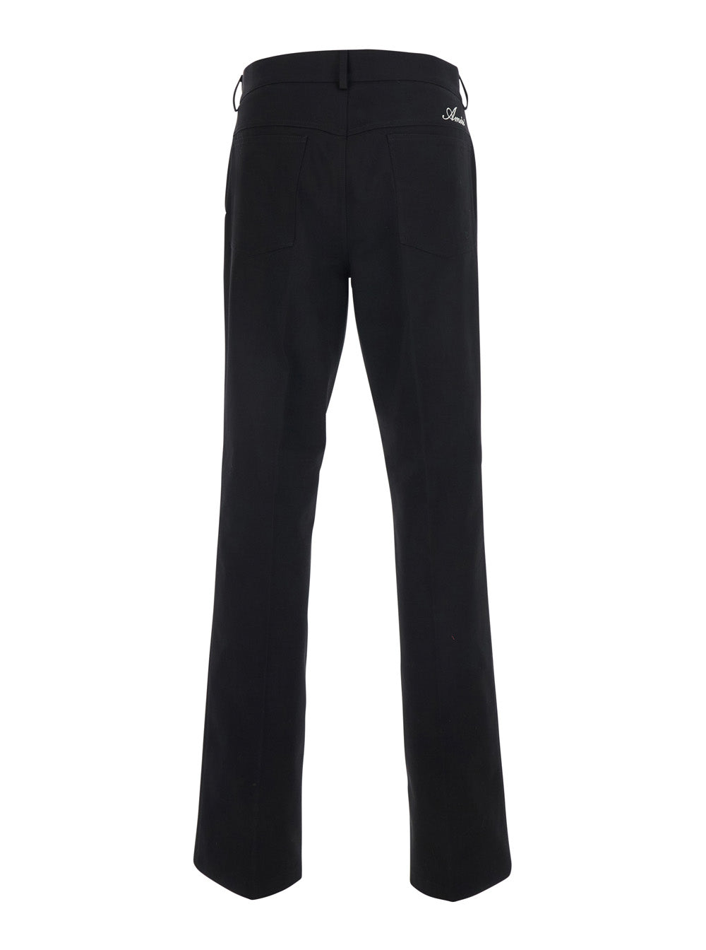 Black Slim Flat Pants With Cotton Details Trousers