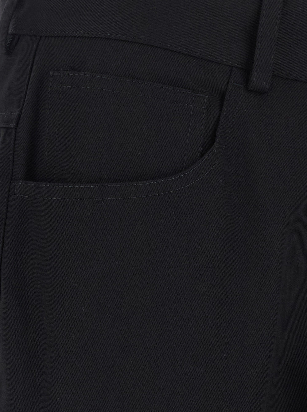 Black Slim Flat Pants With Cotton Details Trousers