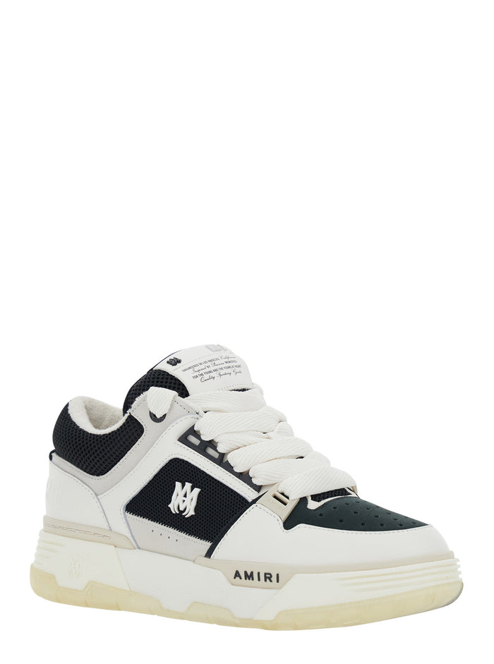 White Sneakers With Black Details And Rubber Sole White/black Calf