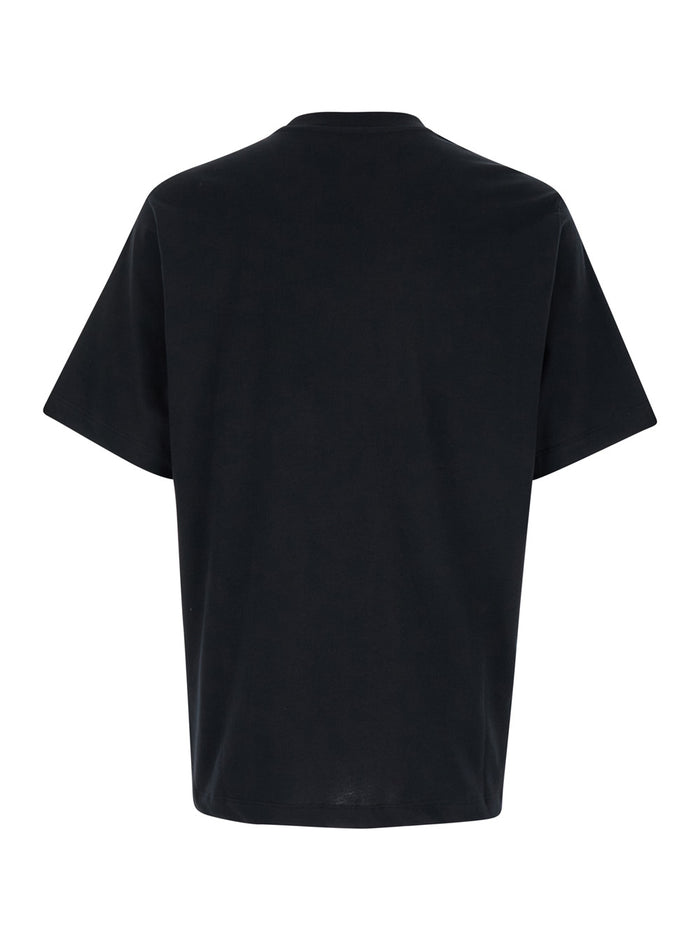 Crew Neck T-Shirt With Logo Print On The Front Black Cotton For Men Tshirts And Polo Shirts