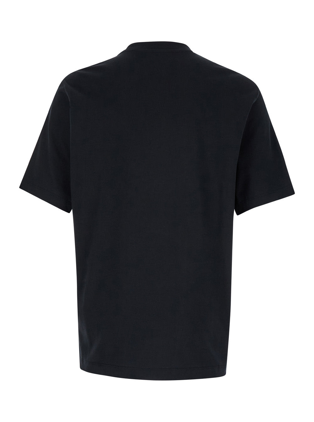 Black T-Shirt With Logo Lettering Print On The Front Cotton For Men Tshirts And Polo Shirts