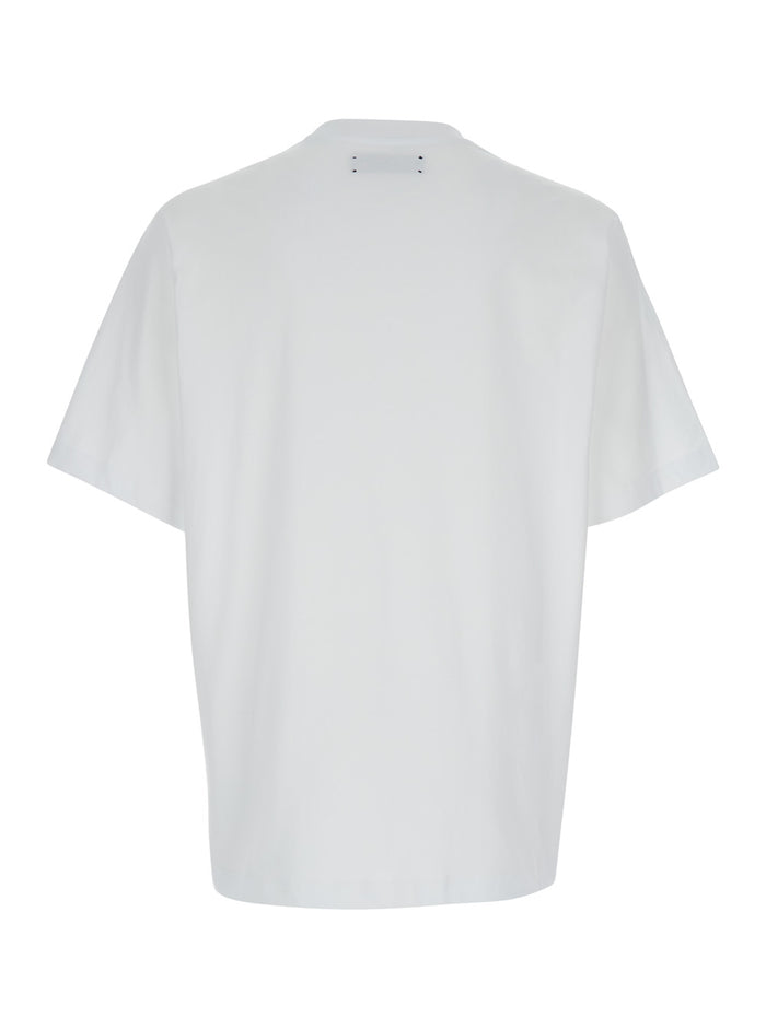 Crew Neck T-Shirt With Logo Lettering Print White Cotton For Men Tshirts And Polo Shirts