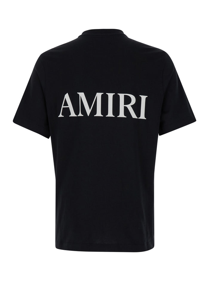 Black T-Shirt With Contrast Monogram Cotton Men Tshirts And Polo Shirts