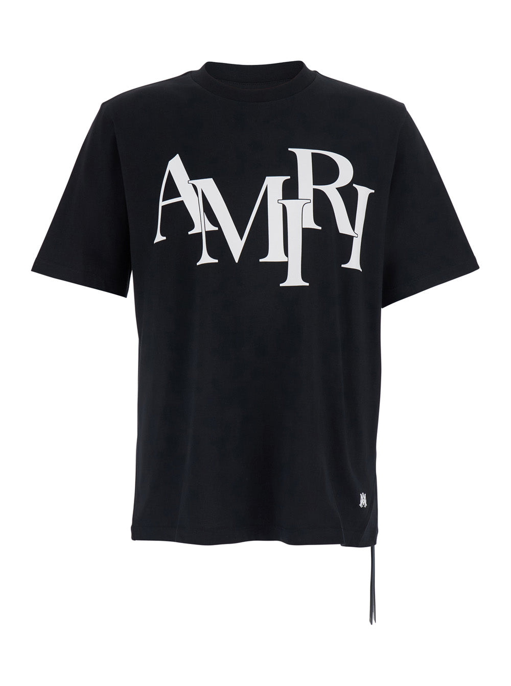 Black T-Shirt With Front Logo Print Tshirts And Polo Shirts