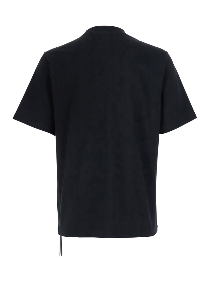 Black T-Shirt With Front Logo Print Tshirts And Polo Shirts