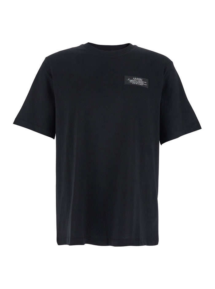 Black T-Shirt With Spirit Print On The Front Cotton Men Tshirts And Polo Shirts