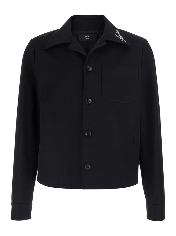 Womens Cotton-Collar Jacket Black Coat