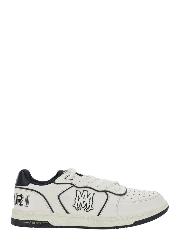 Newport White Sneakers Low Top With Logo Patch On The Side And Contrasting Heel Leather Lettering For Men