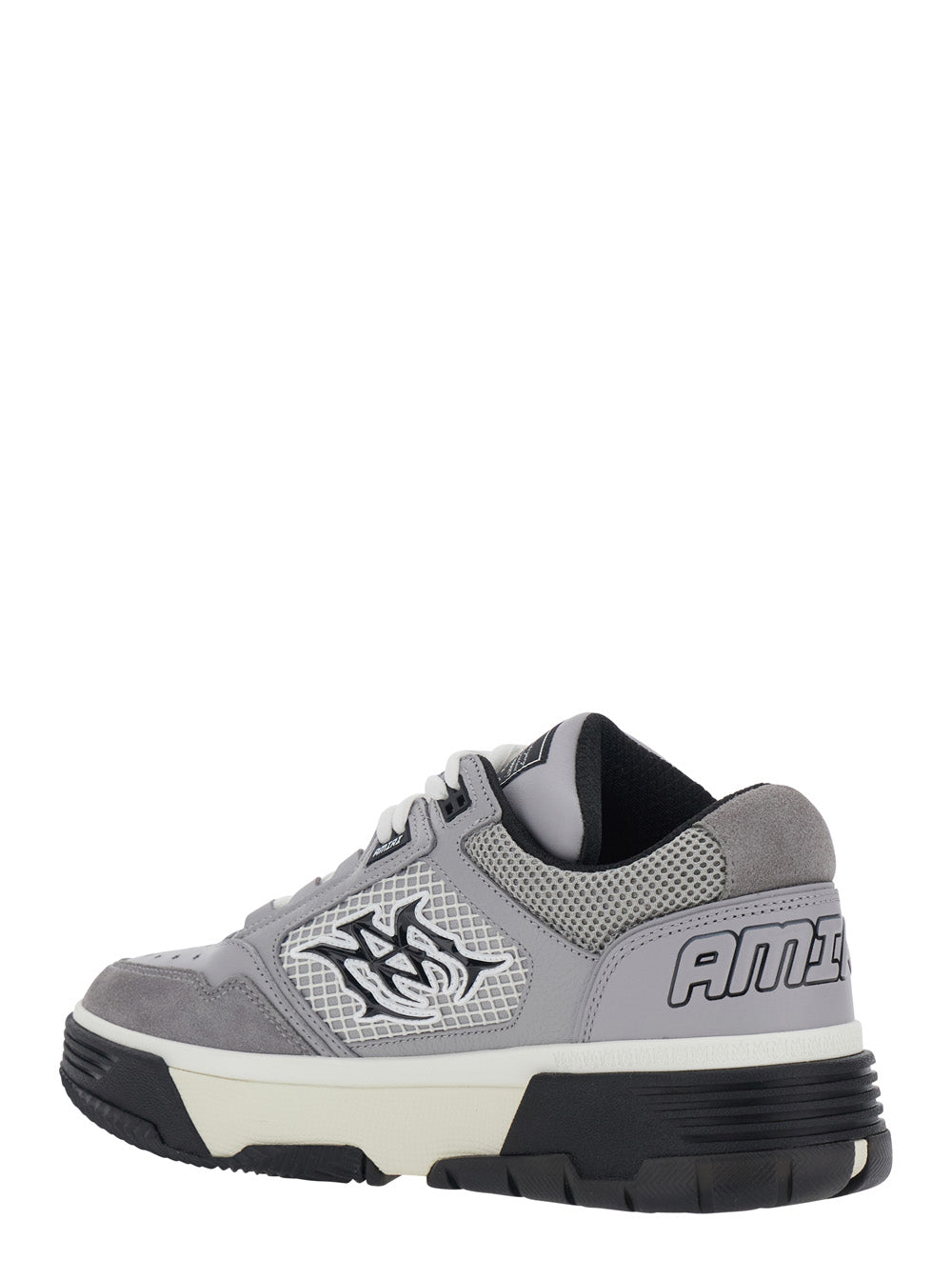 Gray Sneakers With Contrast Details And Rubber Sole Leather Men Grey Calf