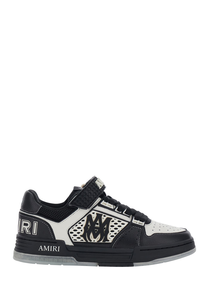 White Sneakers With Contrasting Black Pull-Tab. Leather Upper. Leather. Man. White/black Calf