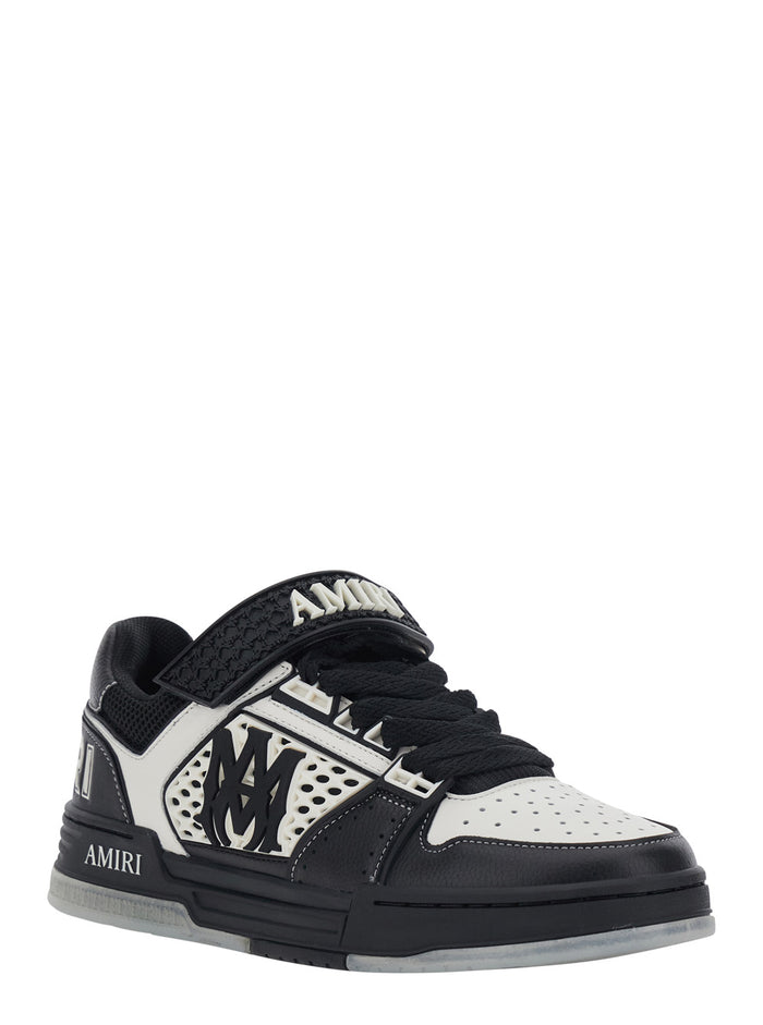 White Sneakers With Contrasting Black Pull-Tab. Leather Upper. Leather. Man. White/black Calf