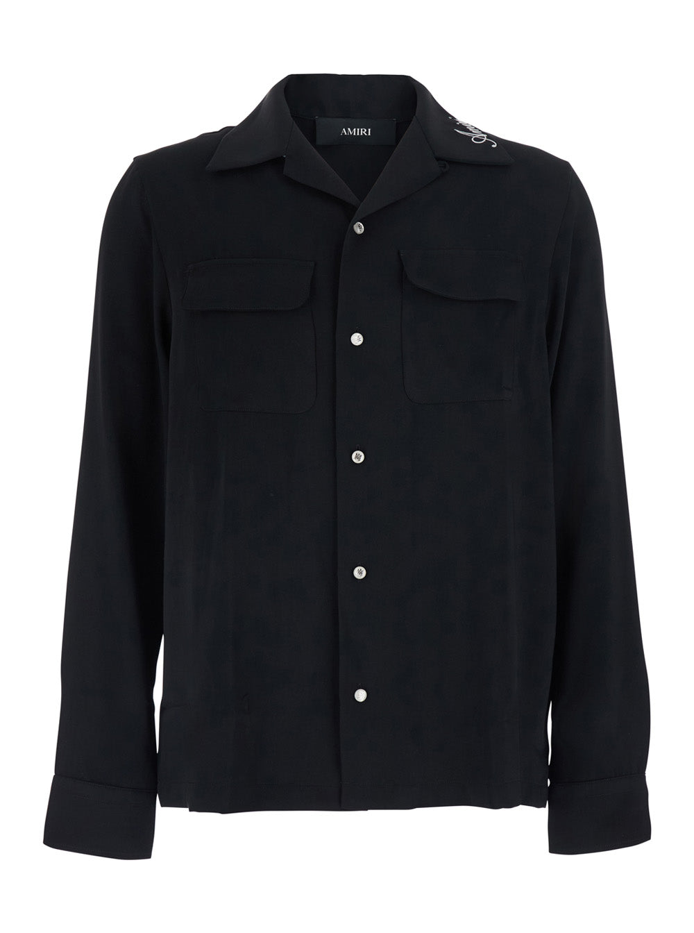 Shirt With Classic Collar And Long Sleeves Black Tech Fabric For Women Blouses