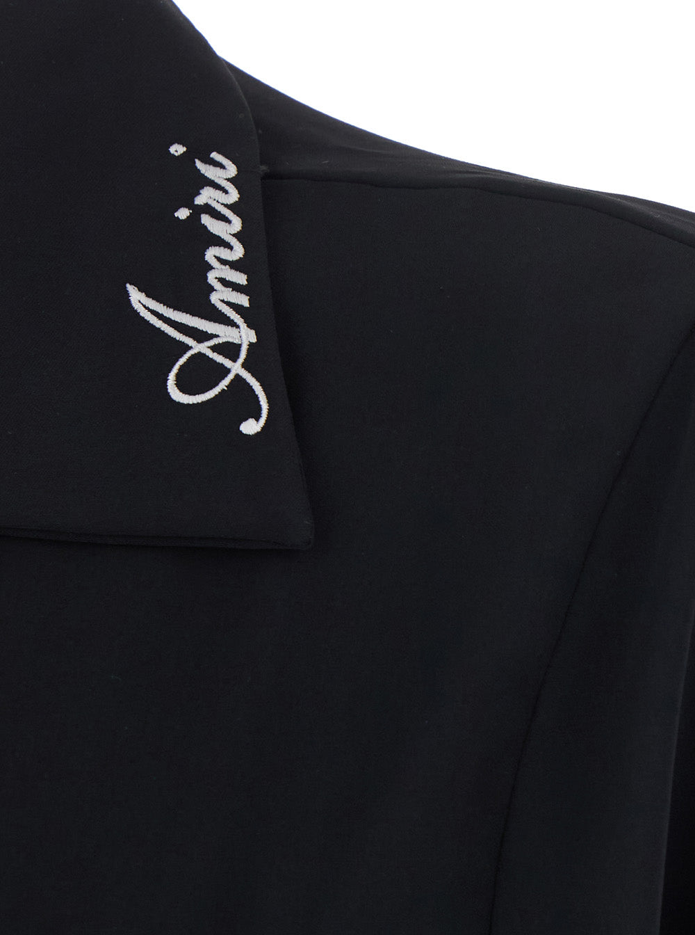 Shirt With Classic Collar And Long Sleeves Black Tech Fabric For Women Blouses