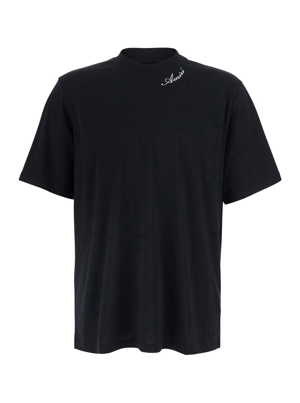 Black T-Shirt With Round Neck And Logo Detail On The Front Cotton For Men Tshirts Polo Shirts