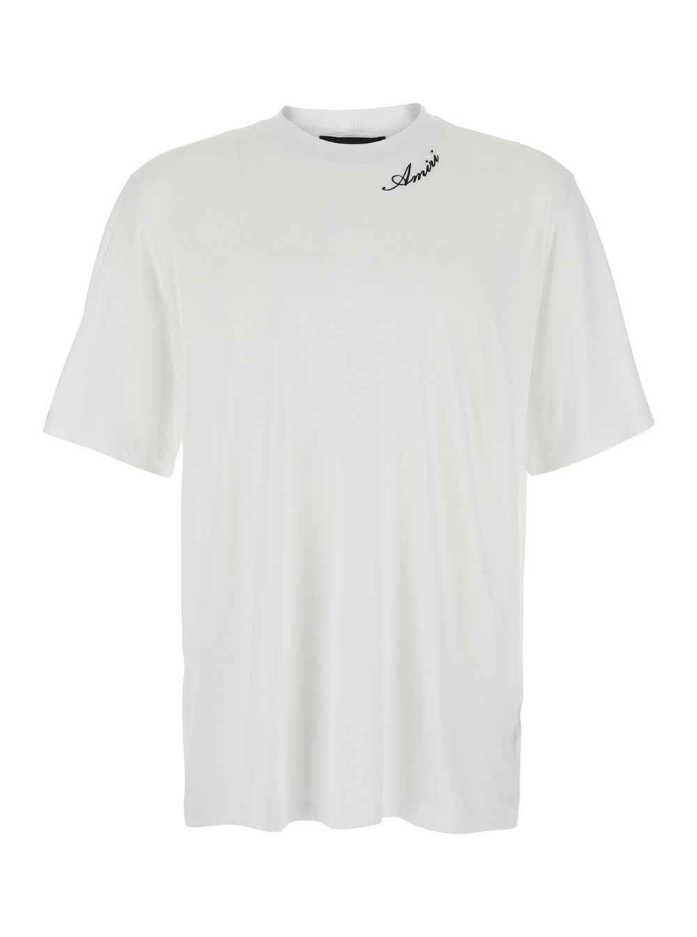 White T-Shirt With Logo Detail On The Front Cotton For Men Tshirts And Polo Shirts