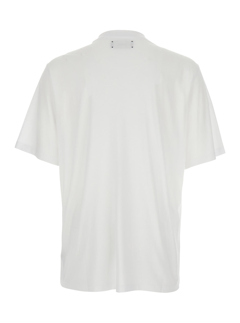 White T-Shirt With Logo Detail On The Front Cotton For Men Tshirts And Polo Shirts
