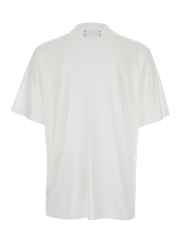 White T-Shirt With Logo Detail On The Front Cotton For Men Tshirts And Polo Shirts