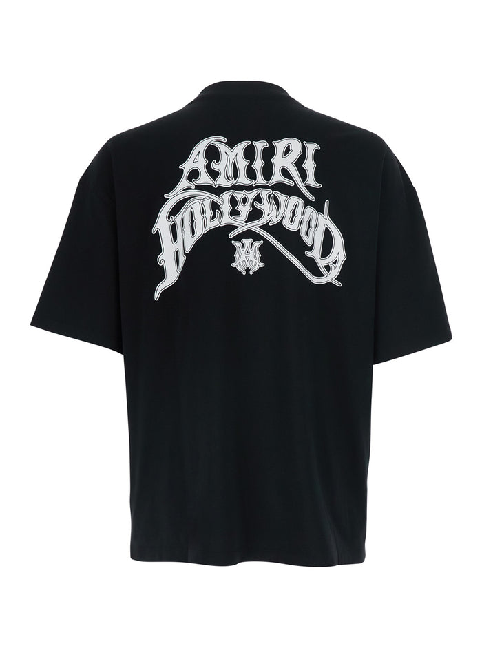 Black T-Shirt With Round Neck And Logo On The Front Cotton For Men Tshirts Polo Shirts