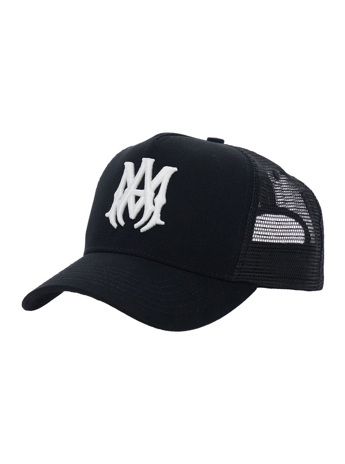 Hat Ma Logo Trucker With Flat Visor Black Leather For Men And Gloves