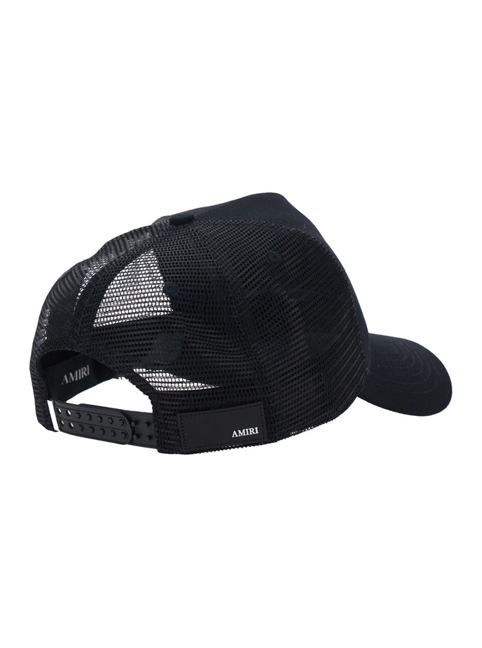 Hat Ma Logo Trucker With Flat Visor Black Leather For Men And Gloves