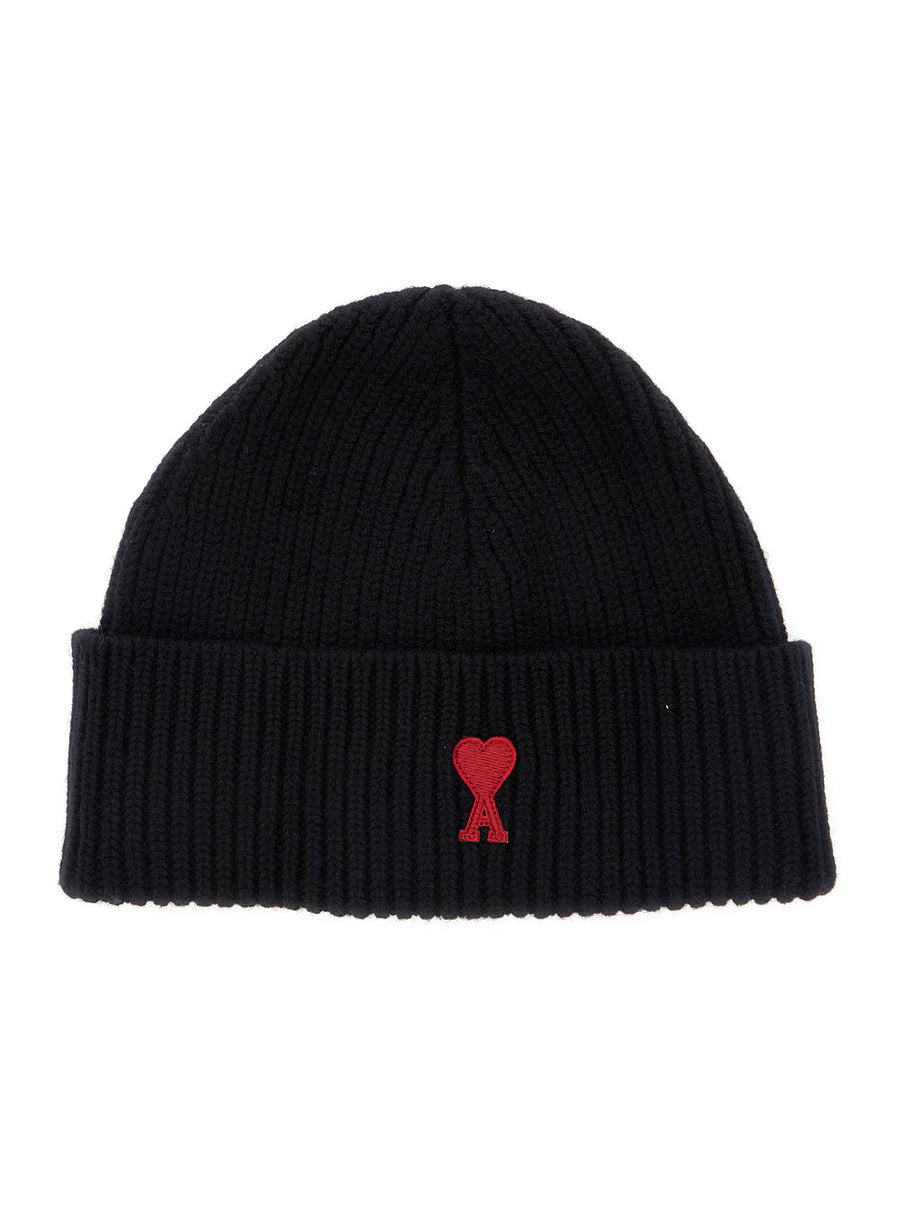 Wool Cap With Brim And Cuff Black Hat
