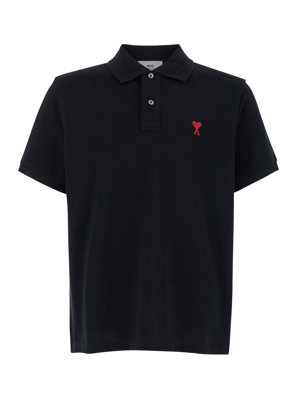 Polo Shirt With Embroidered Adc Logo On The Front Black Cotton For Men Biologic Tshirts And