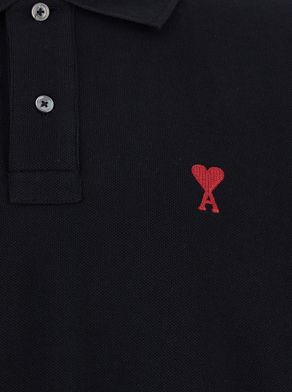 Polo Shirt With Embroidered Adc Logo On The Front Black Cotton For Men Biologic Tshirts And