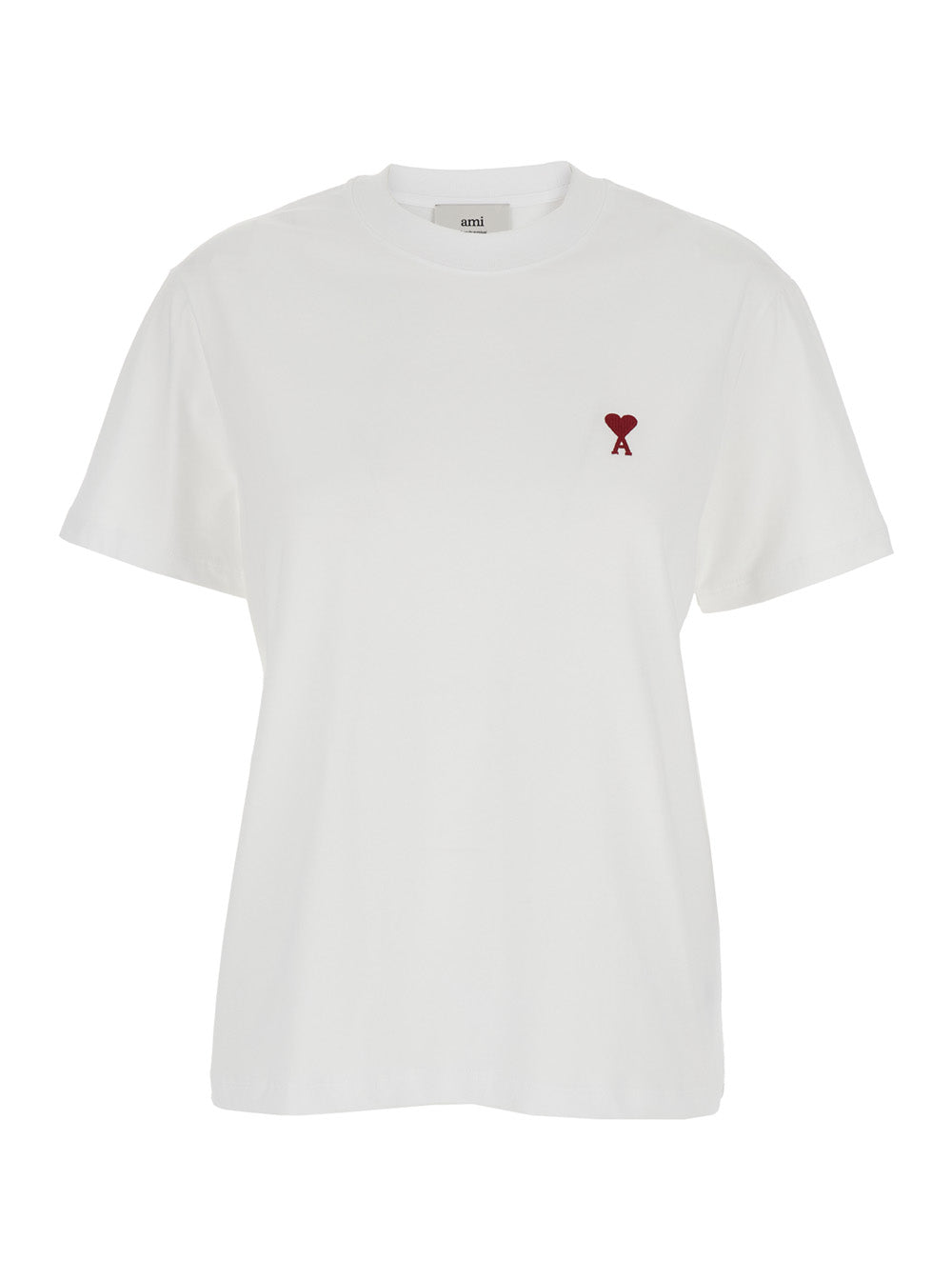 T-Shirt With Ami De Coeur Embroidery On The Front White Cotton For Men Biologic Tshirts And Polo Shirts