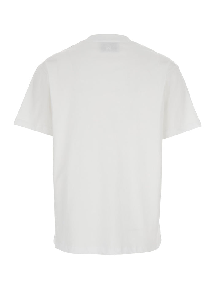 T-Shirt With Ami De Coeur Embroidery On The Front White Cotton For Men Biologic Tshirts And Polo Shirts